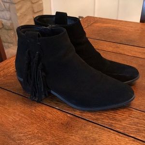 Steven Madden black fringe booties